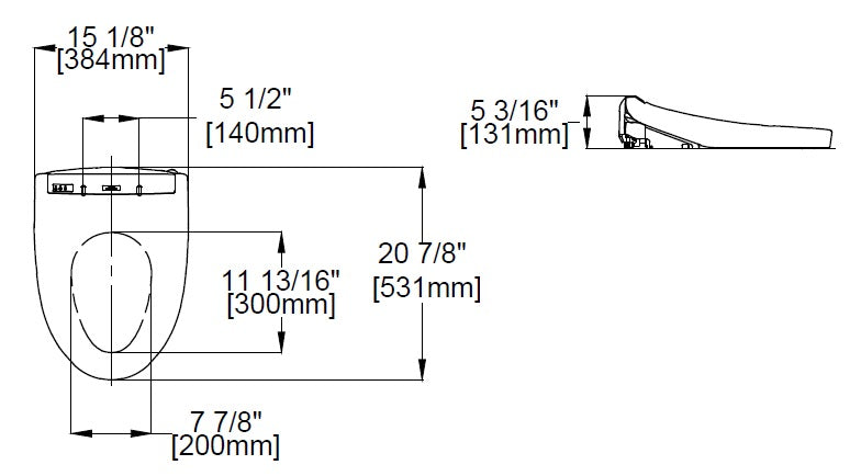 TOTO K300 Washlet Dimensions