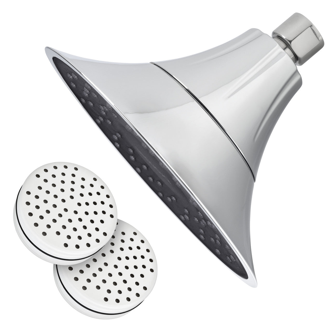 Nebia VivaSpring Filtered Showerhead in Chrome with Obsidian Face