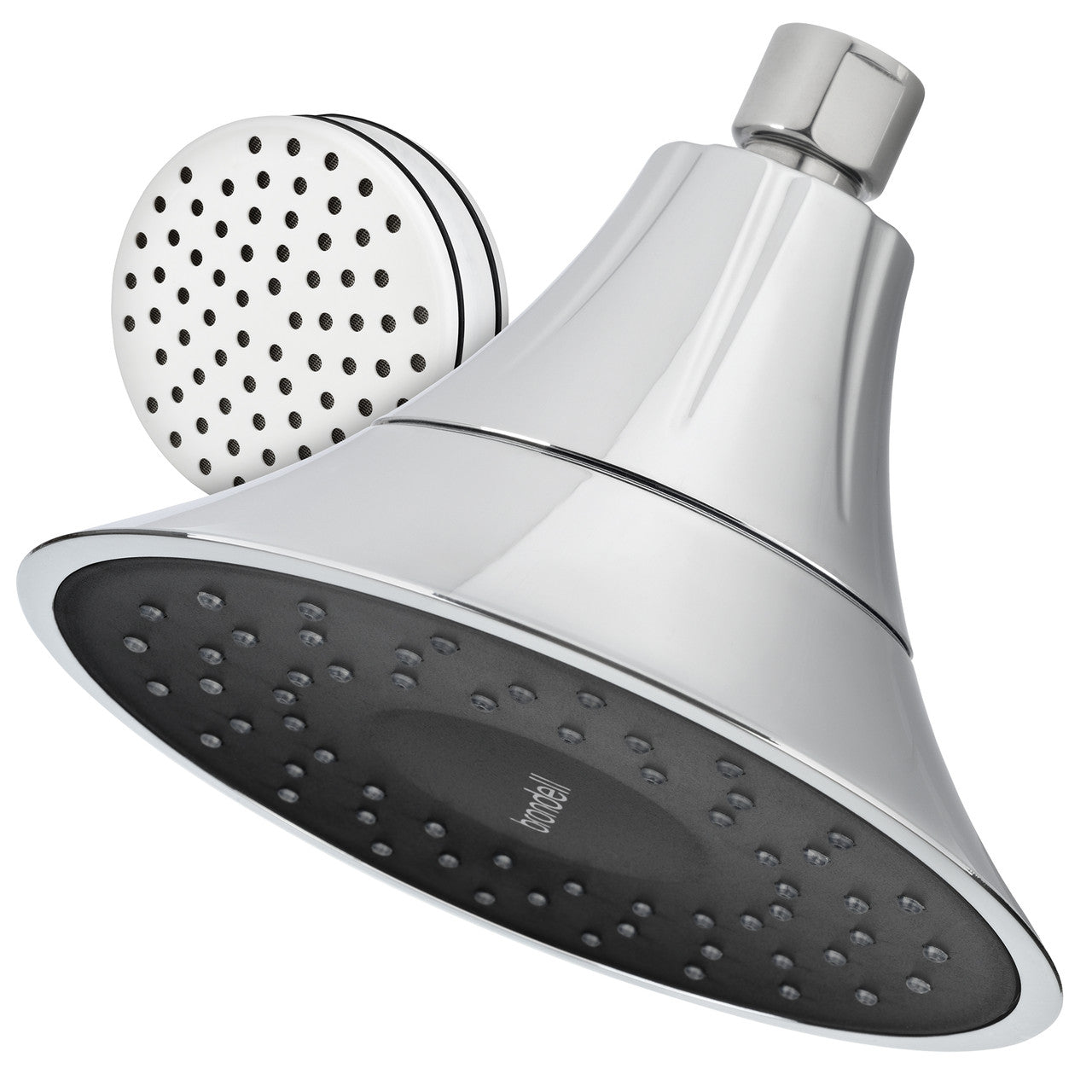 Nebia VivaSpring Filtered Showerhead in Chrome with Obsidian Face