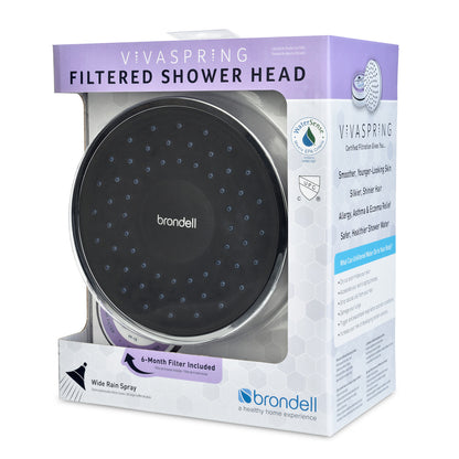 Nebia VivaSpring Filtered Showerhead in Chrome with Obsidian Face