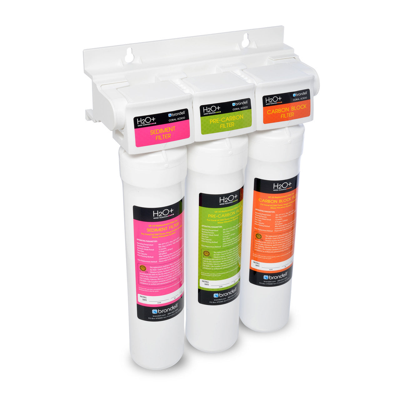 H2O+ Coral Three-Stage Undercounter Water Filtration System with Over 99% Lead Reduction